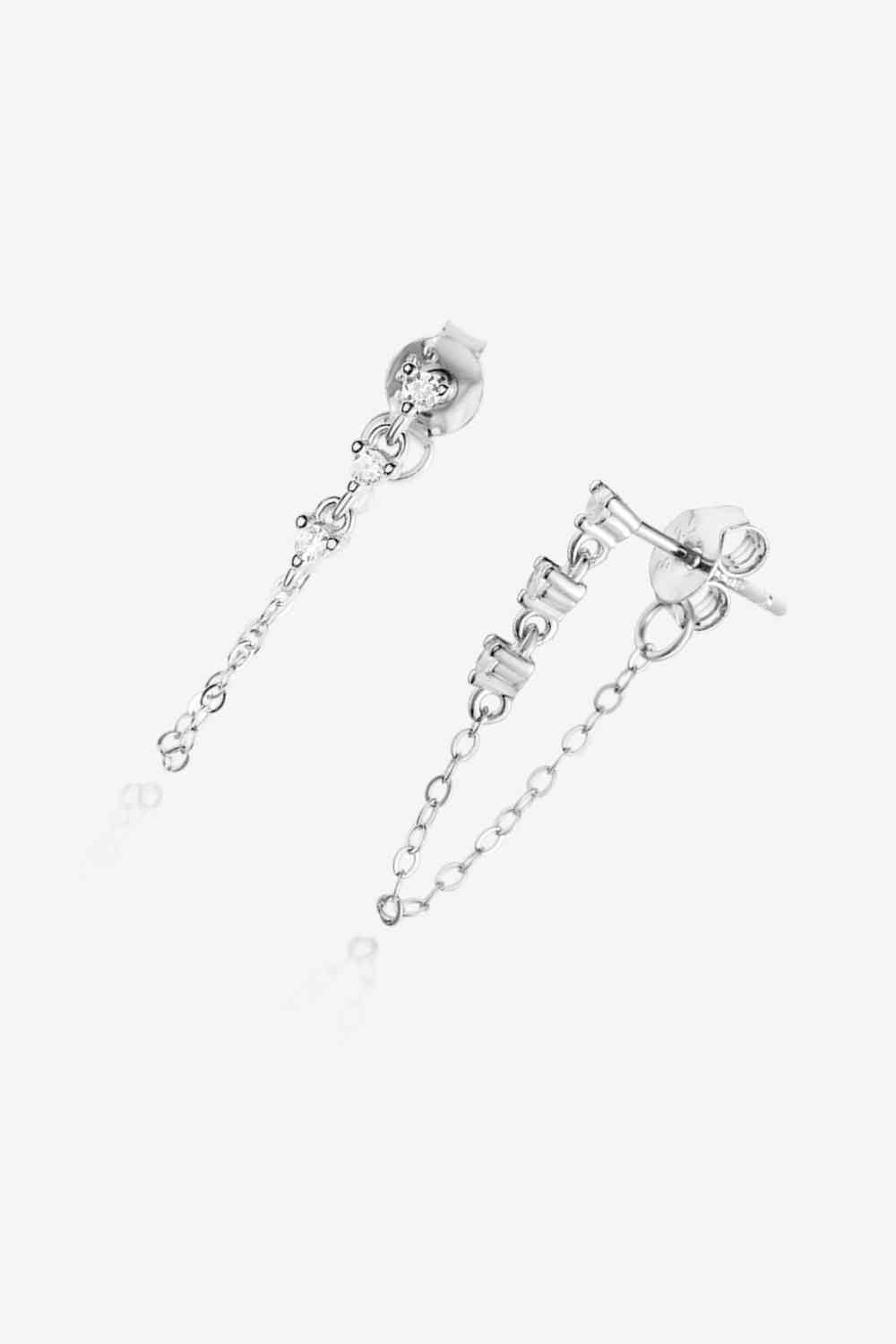 Zircon 925 Sterling Silver Chain Earrings