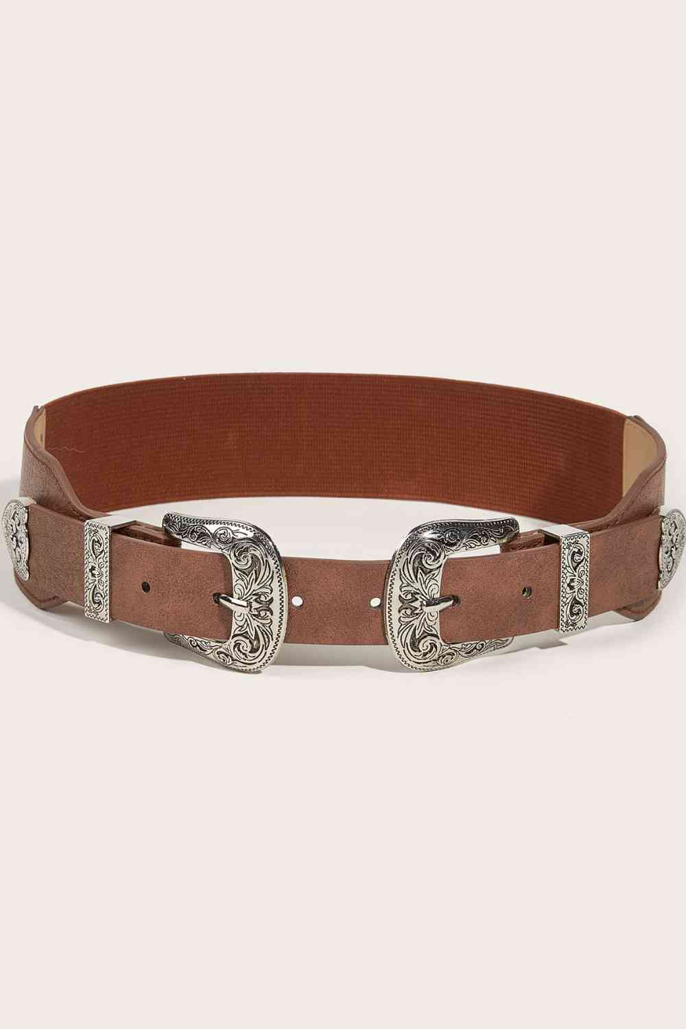 Double Buckle PU Leather Belt