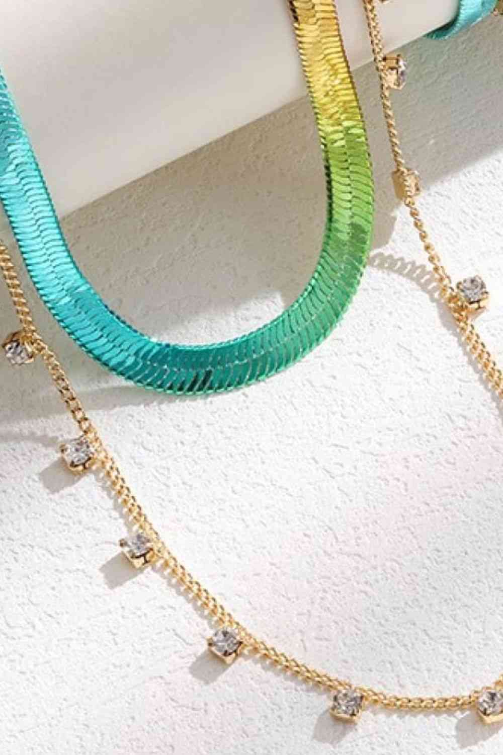 Gradient Herringbone Chain Double-Layered Necklace