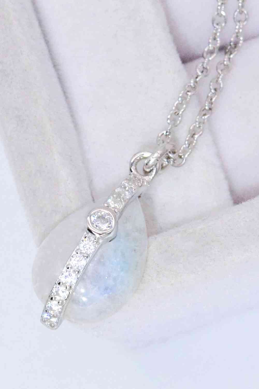 Natural Moonstone and Zircon Pendant Necklace