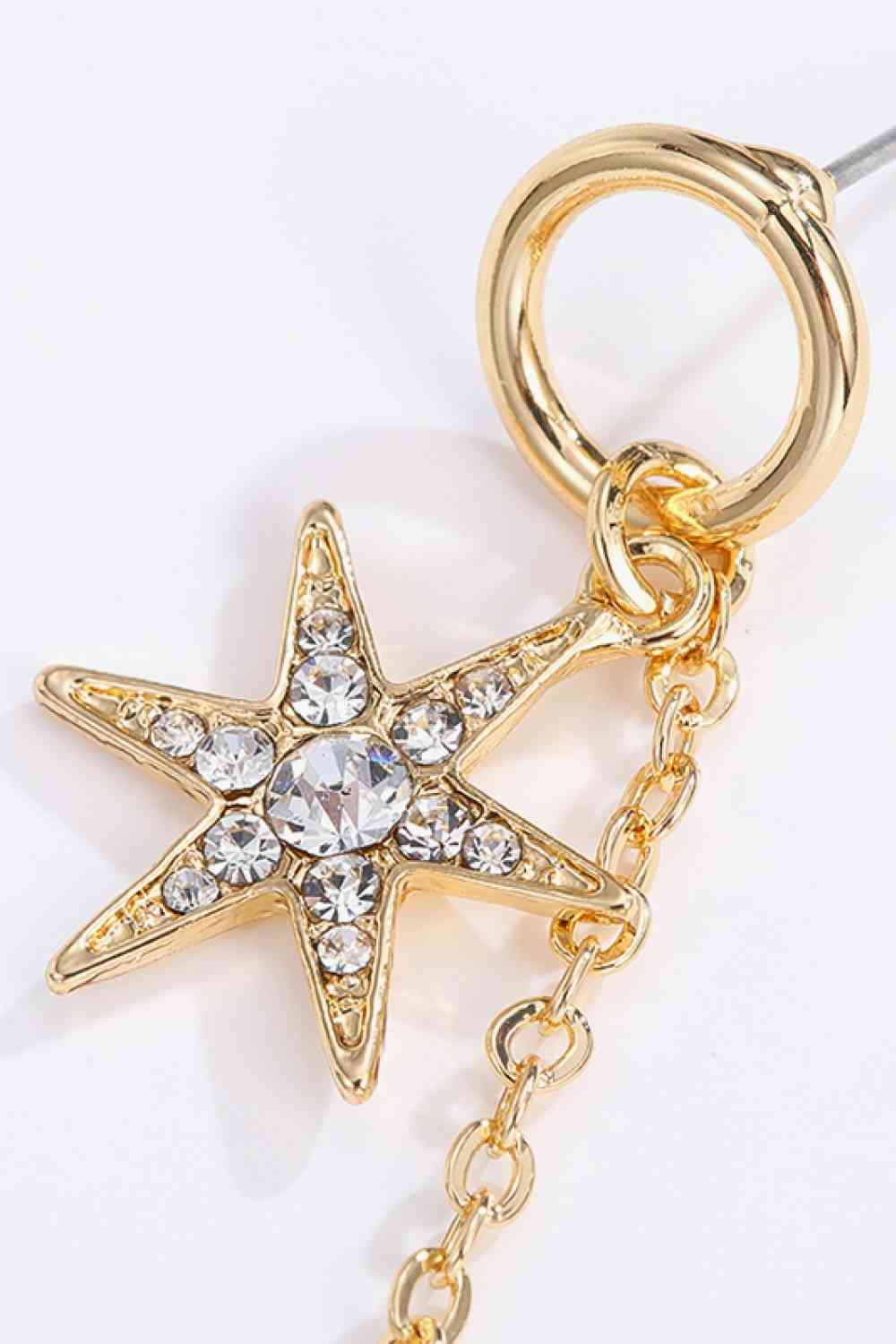 5-Pair Wholesale Inlaid Rhinestone Star and Moon Drop Earrings