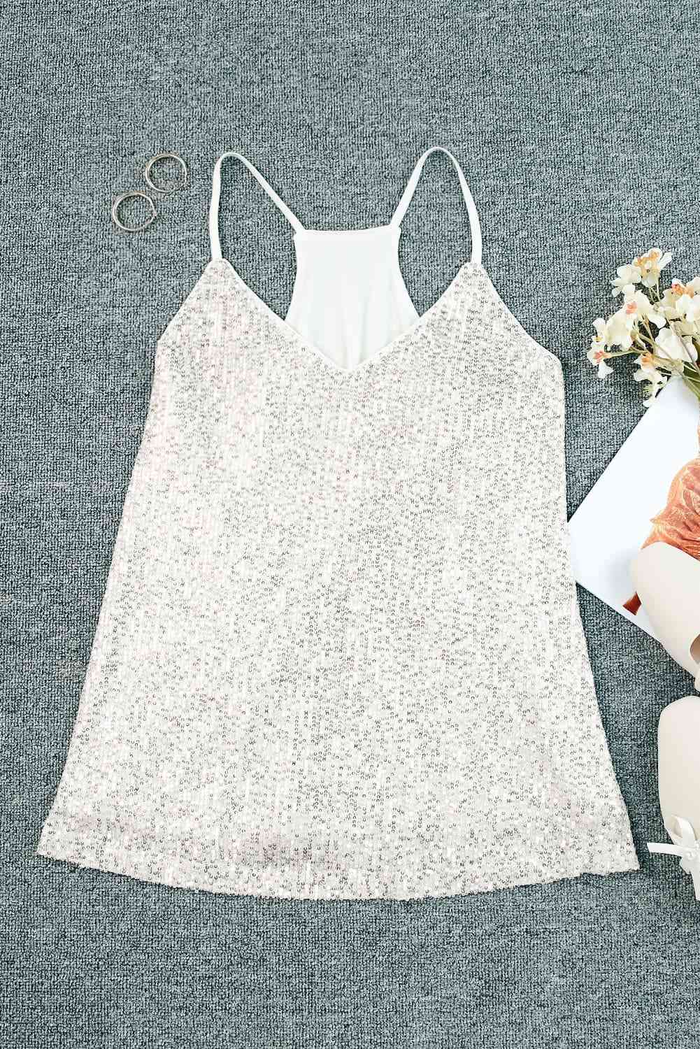 Sequin V-Neck Cami Top