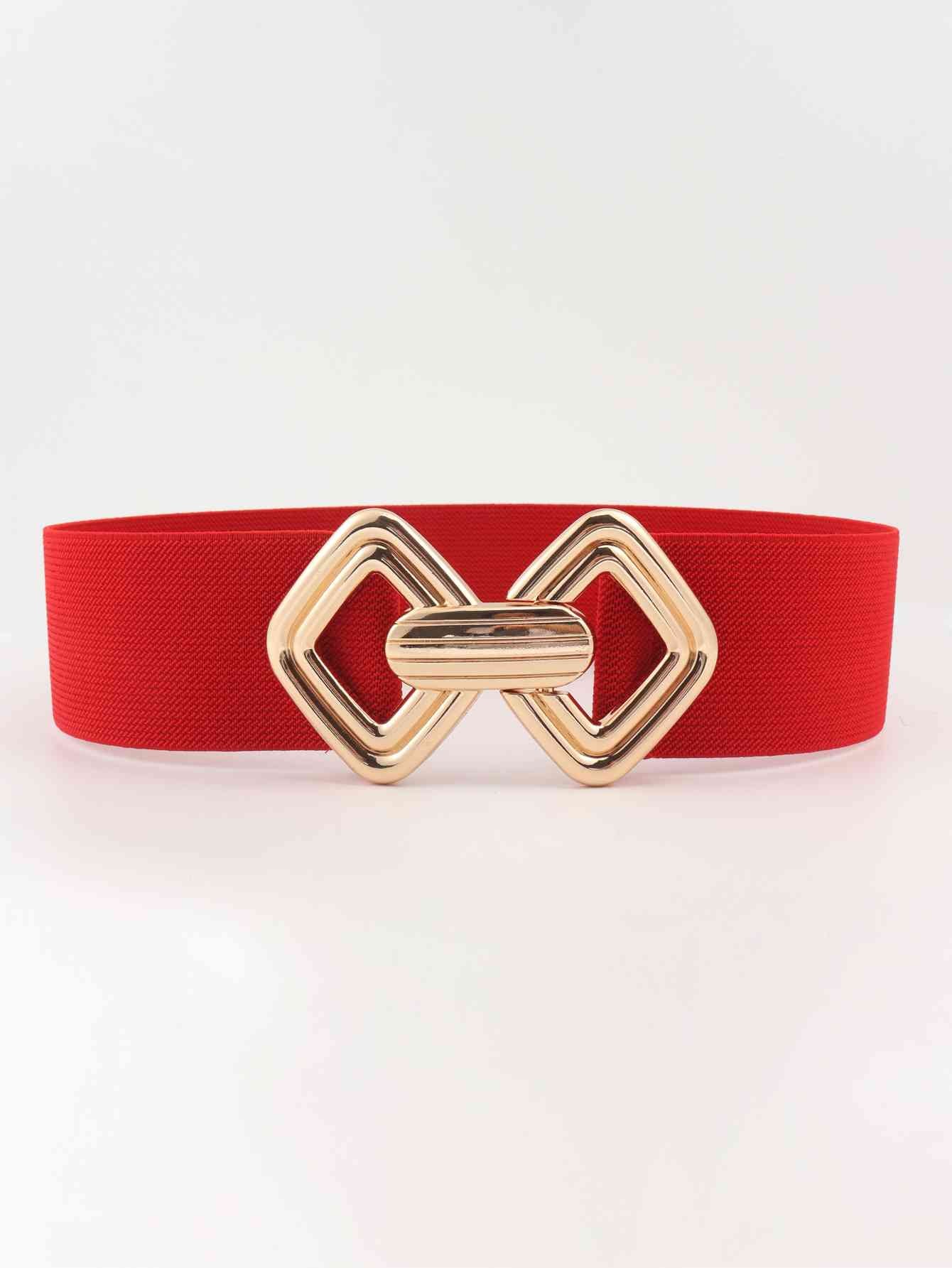 Geometric Buckle Elastic Wide Belt